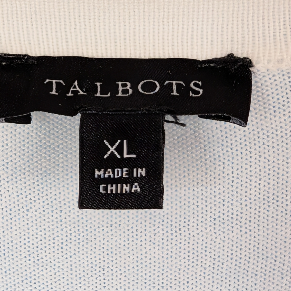 Talbots Blue Multicolor Screenprint Cardigan Xl - image 5